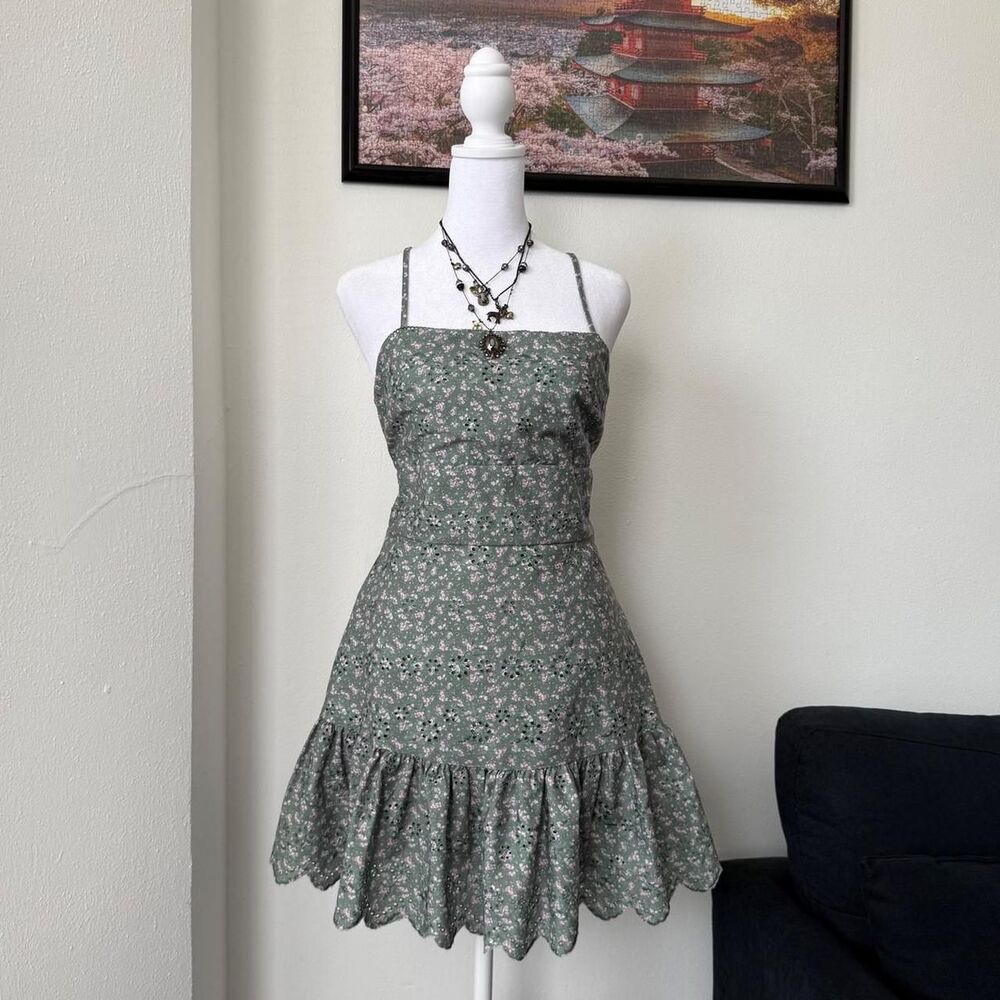Altar'd State green floral mini dress NWT
